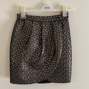 Nissa Wrap Mini Black/Gold Skirt Size US 10